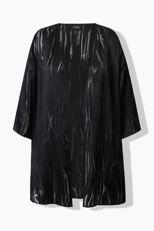 Veste décontractée ouverte, encolure en V et manches 3/4