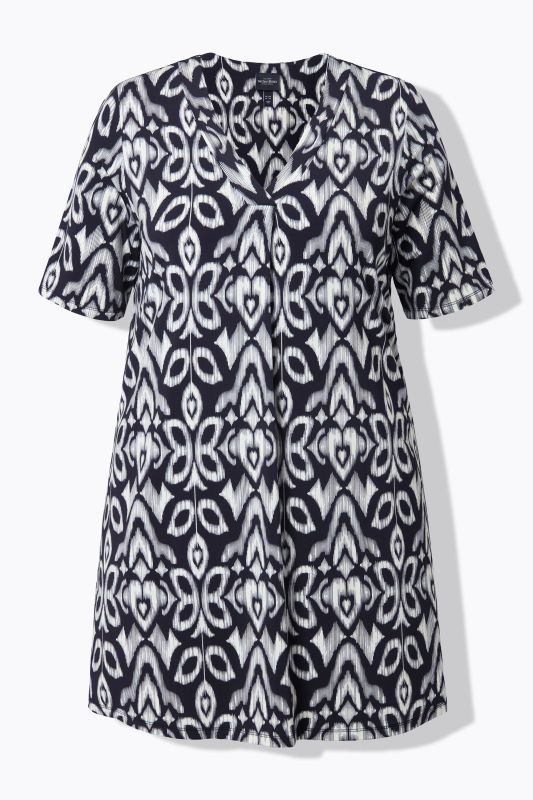 T-shirt long au tombé fluide, imprimé floral, décolleté en V et manches 3/4