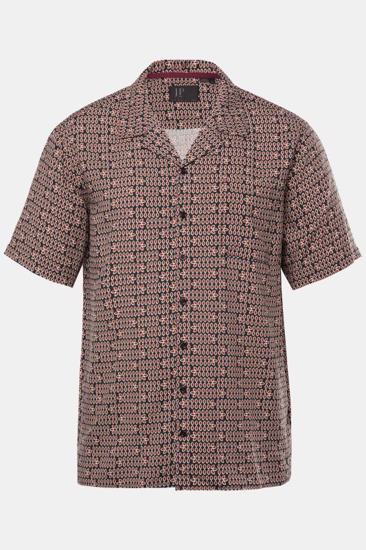 Chemise JP 1880 en viscose imprimé all-over, manches courtes, col cubain et coupe Cuba-Fit - jusqu'au 8 XL