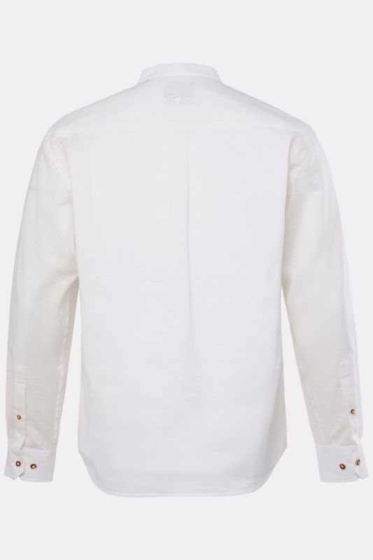 Chemise JP 1880 traditionnelle en lin mélangé, manches longues et col officier, coupe Modern Fit - jusqu'au 8&nbsp