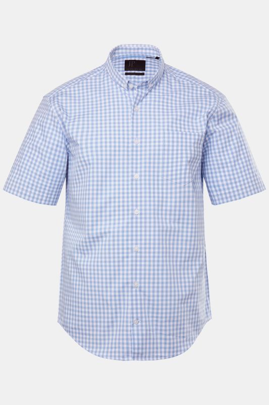 Chemise à carreaux JP 1880 traditionnelle. Manches courtes et mini-col à pointes boutonnées. Coupe Modern Fit - jusqu'au 8 XL