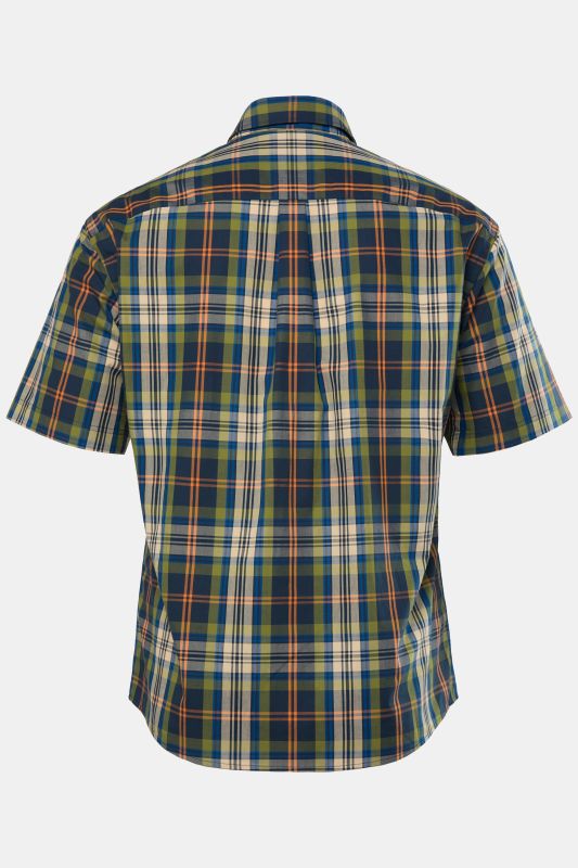 Chemise à carreaux JP 1880, manches courtes et col à pointes boutonnées, coupe Modern Fit - jusqu'au 8 XL