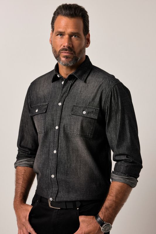 Chemise en jean JP 1880 esprit vintage, manches longues et col Kent, coupe Modern Fit - jusqu'au 8&nbsp