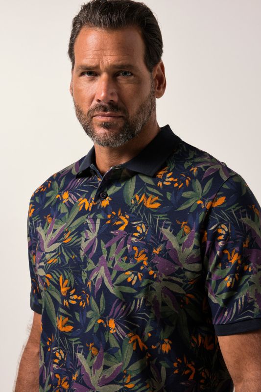Polo JP 1880 en piqué, imprimé floral et manches courtes - jusqu'au 8 XL