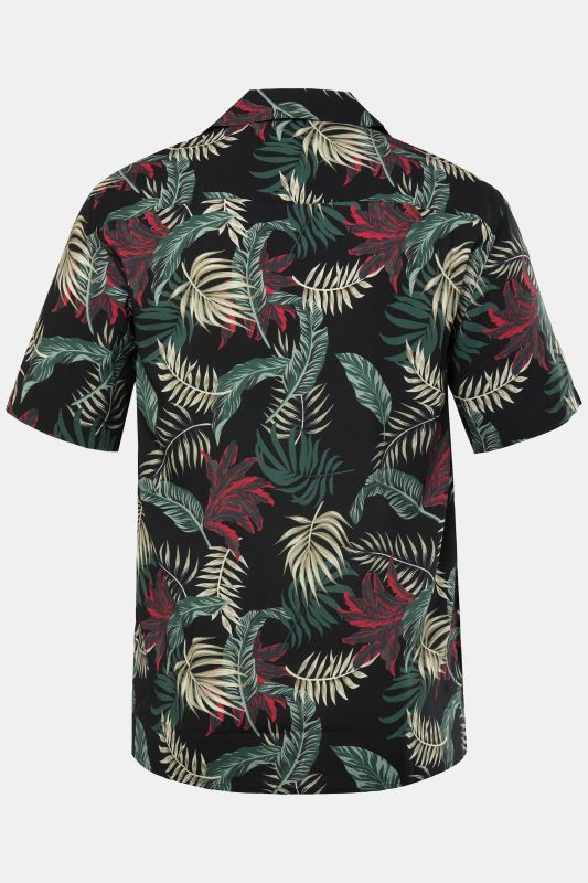 Chemise JP 1880 en viscose imprimé all-over. Manches courtes, col cubain et coupe Cuba Fit - jusqu'au 8 XL