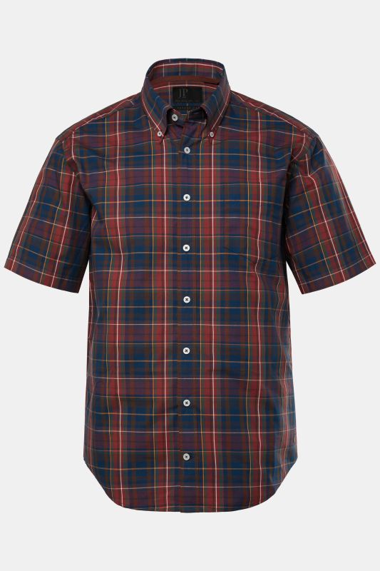 Chemise à carreaux JP 1880. Manches courtes et col à pointes boutonnées. Coupe Modern Fit - jusqu'au 8 XL