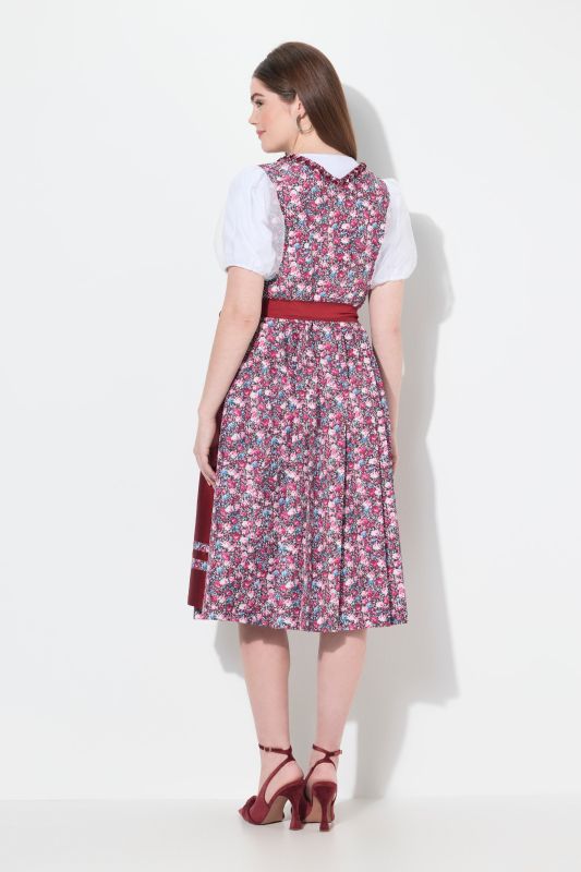 Dirndl lacé sans manches, costume traditionnel bavarois. Longueur midi et décolleté carré