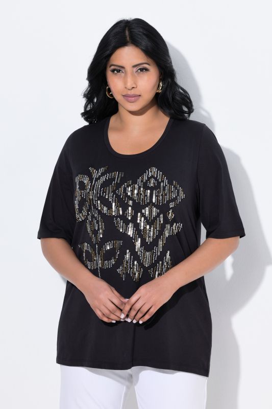T-shirt à paillettes, décolleté rond et manches courtes, coupe Classic Fit