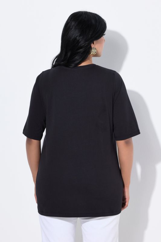 T-shirt à paillettes, décolleté rond et manches courtes, coupe Classic Fit
