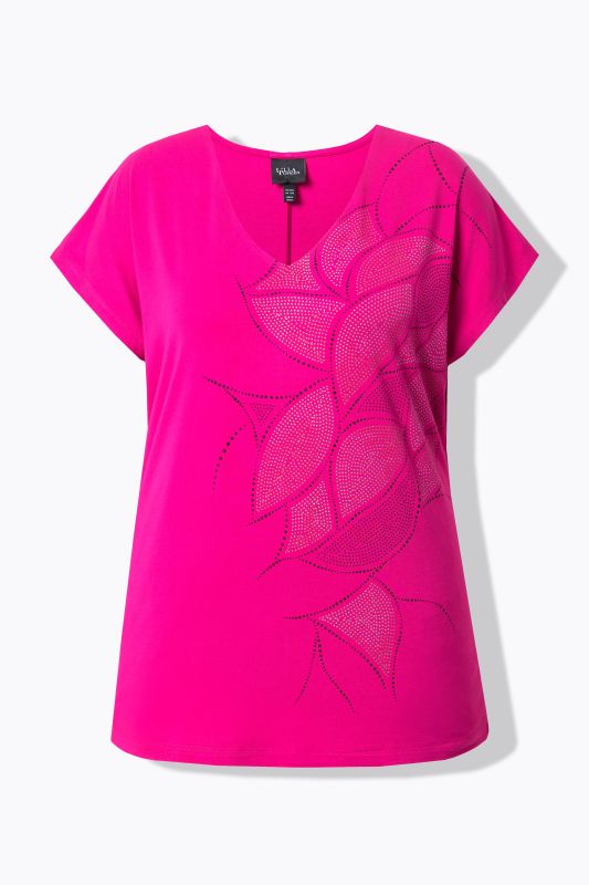T-shirt oversize. Col en V et manches courtes. Imprimé chatoyant