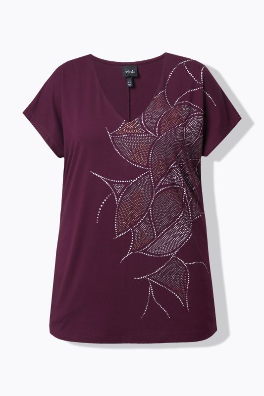 T-shirt oversize. Col en V et manches courtes. Imprimé chatoyant