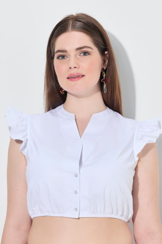 Chemisier traditionnel Dirndl. Ruchés en guise de manches. Base élastique et col montant