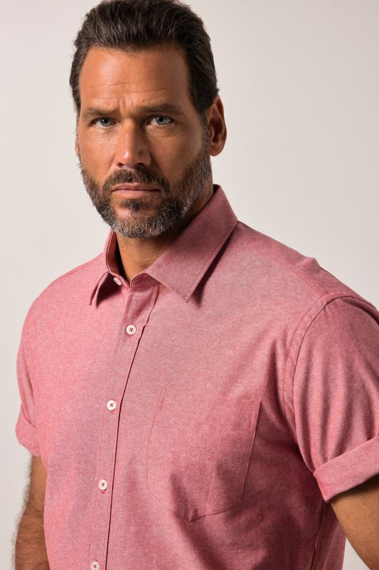 Chemise aspect lin JP 1880. Manches courtes et col Kent. Coupe Modern Fit - jusqu'au 8 XL