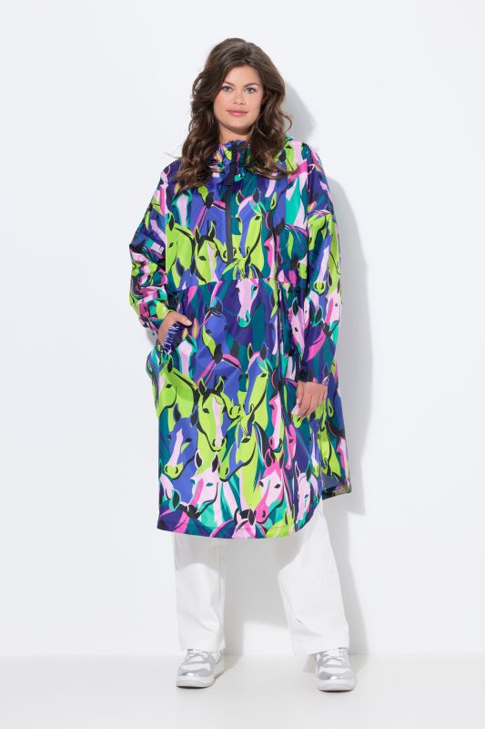 Poncho imperméable unisexe à capuche avec imprimé