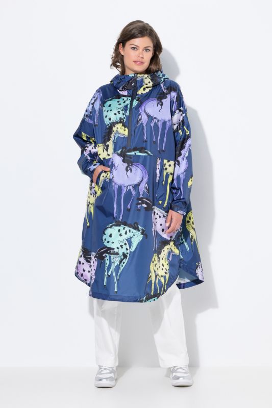 Poncho imperméable unisexe à capuche avec imprimé