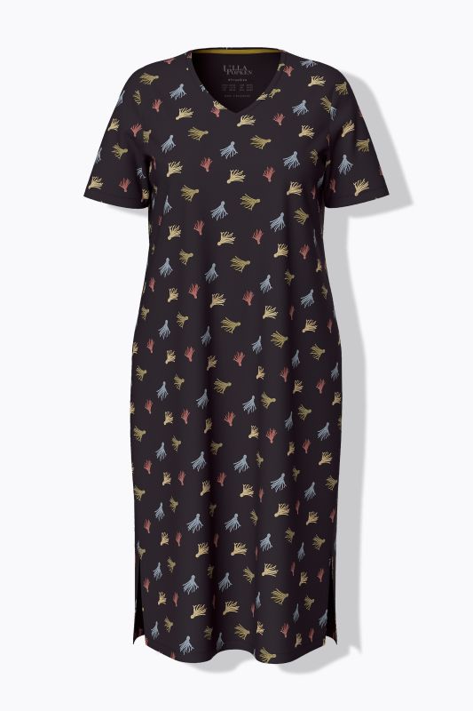 Chemise de nuit motif pompons, décolleté en V et manches courtes