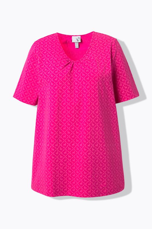 T-shirt s'inspirant des tenues traditionnelles bavaroises, encolure en V et manches courtes, coupe évasée