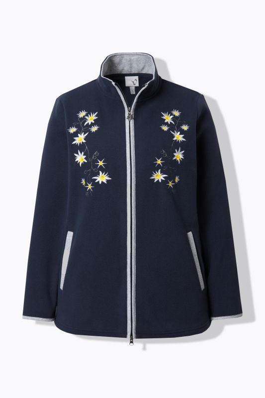 Veste en polaire esprit costume traditionnel bavarois. Fermeture zippée à double sens. Broderies edelweiss