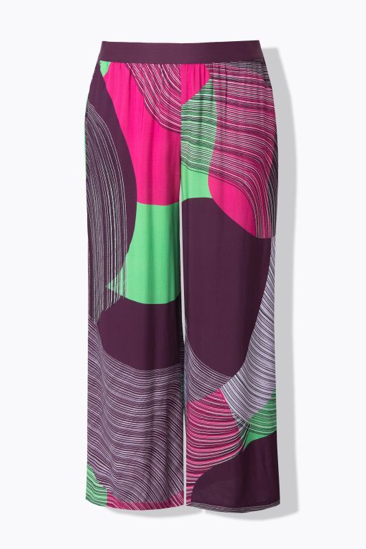 Pantalon imprimé. Jambe large et droite. Taille élastique