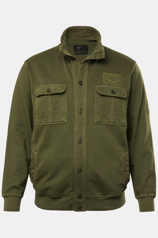 Veste en molleton JP 1880. Col montant. Écussons, style vintage - jusqu'au 8&nbsp