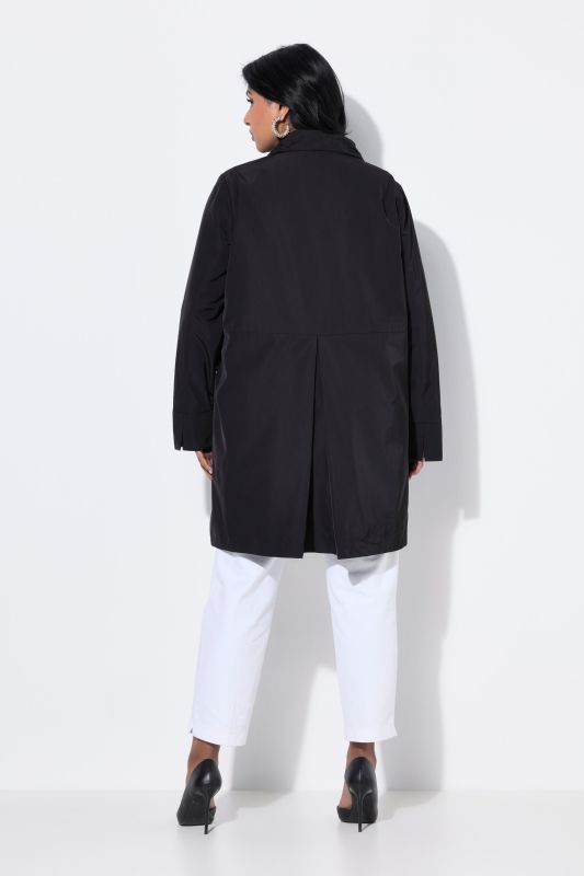Veste manches longues, col montant, coupe évasée et pli fantaisie