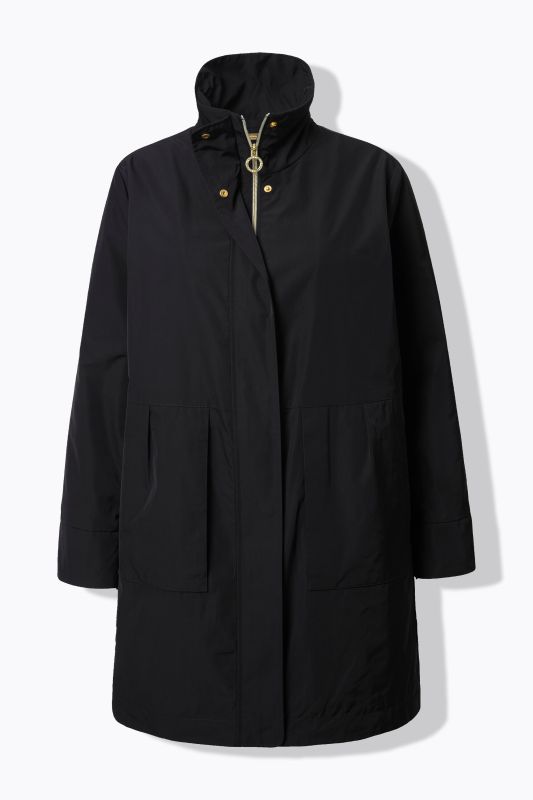 Veste manches longues, col montant, coupe évasée et pli fantaisie
