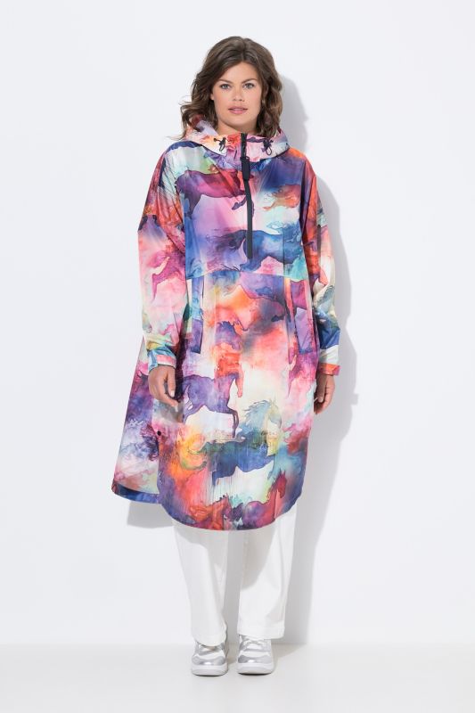 Poncho imperméable unisexe à capuche avec imprimé