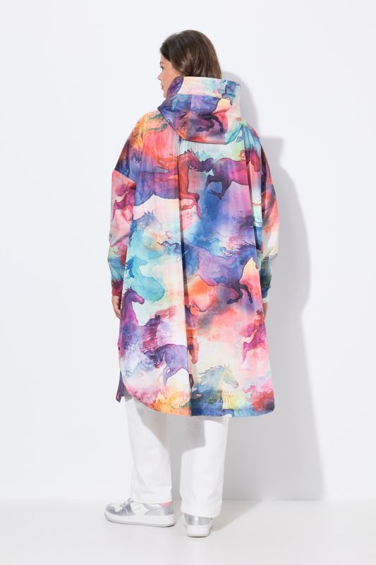 Poncho imperméable unisexe à capuche avec imprimé