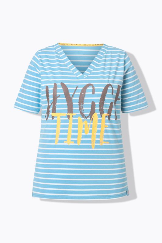 T-shirt rayé. Encolure V et manches courtes