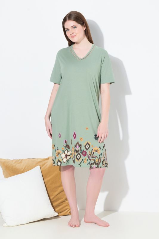 Chemises de nuit à fleurs, lot de 2, décolleté en V et manches courtes