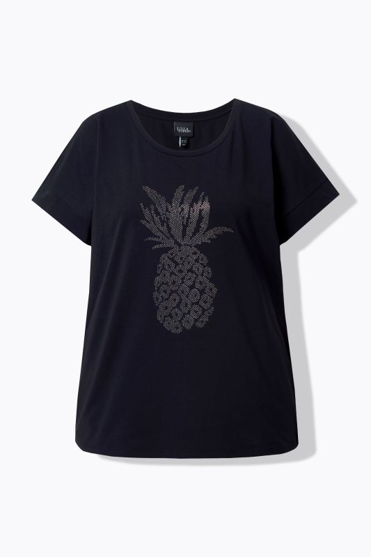 T-shirt oversize. Encolure ronde et manches courtes. Motif ananas à strass fantaisie
