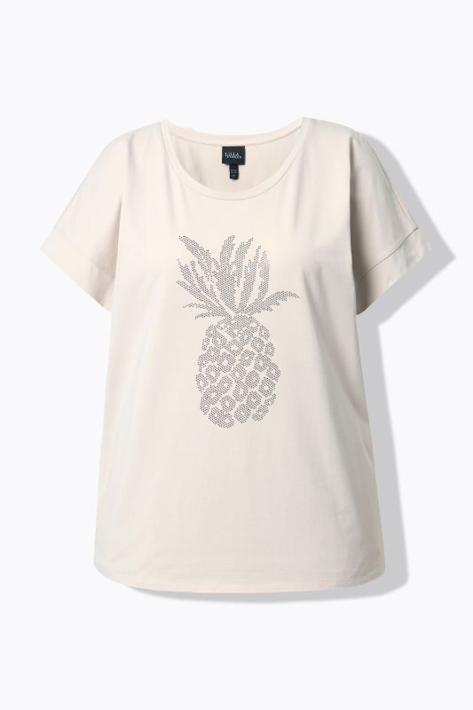 T-shirt oversize. Encolure ronde et manches courtes. Motif ananas à strass fantaisie