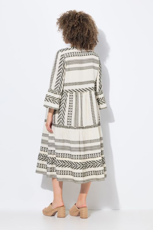 Robe caftan à volants, manches 3/4 et coupe évasée
