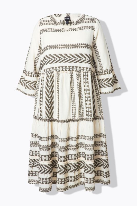 Robe caftan à volants, manches 3/4 et coupe évasée