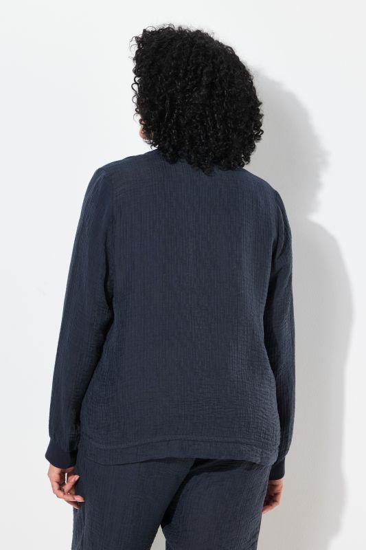 Blouson en Lyocell mélangé. Encolure style veste Teddy. Cordon de serrage