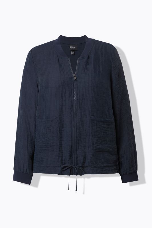 Blouson en Lyocell mélangé. Encolure style veste Teddy. Cordon de serrage