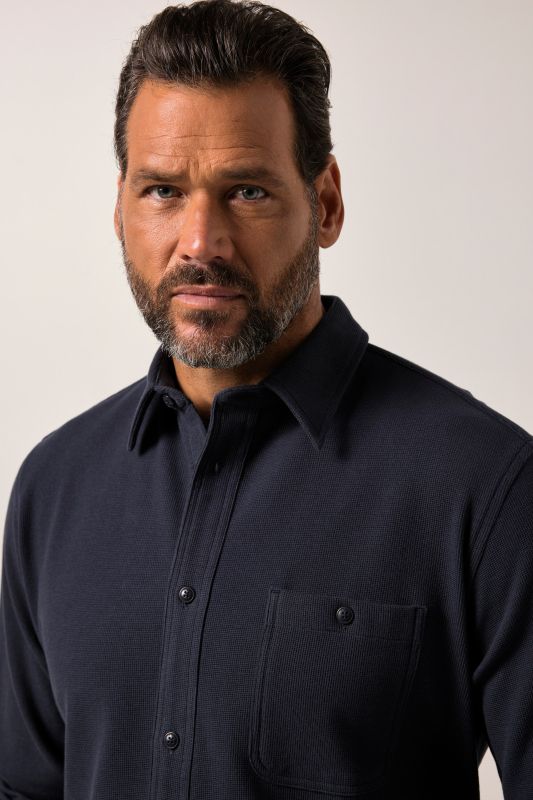 Chemise en piqué JP 1880, manches longues et col Kent, coupe Modern Fit - jusqu'au 8 
