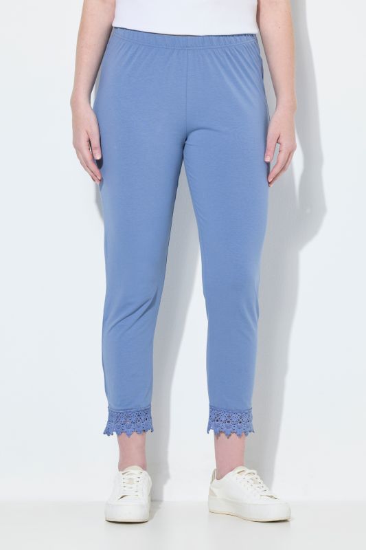 Lot de 2 leggings 7/8 en coton bio, liseré en dentelle