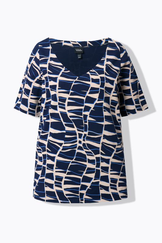 T-shirt à coupe évasée. Col en V et manches courtes