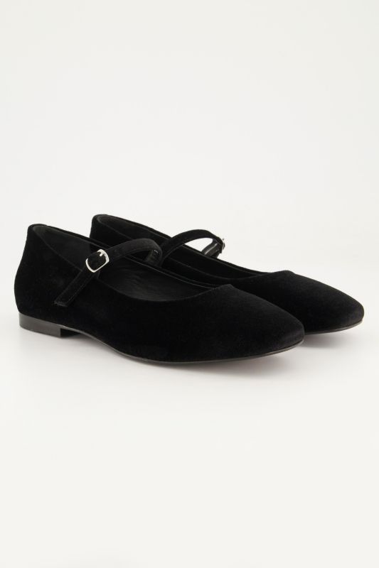 Ballerines aspect velours, fine bride et talon bottier - largeur H