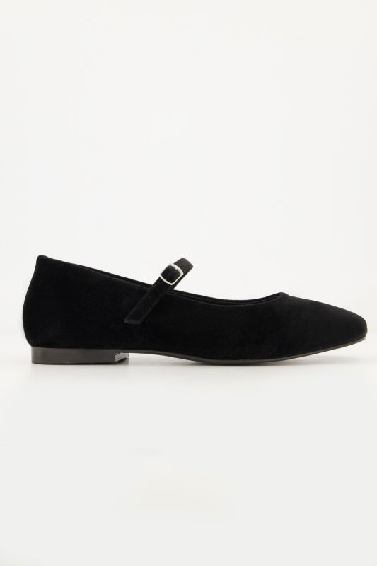 Ballerines aspect velours, fine bride et talon bottier - largeur H