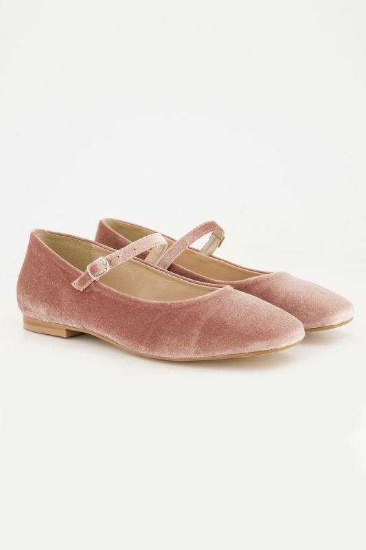 Ballerines aspect velours, fine bride et talon bottier - largeur H