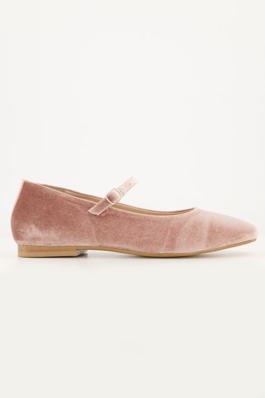 Ballerines aspect velours, fine bride et talon bottier - largeur H