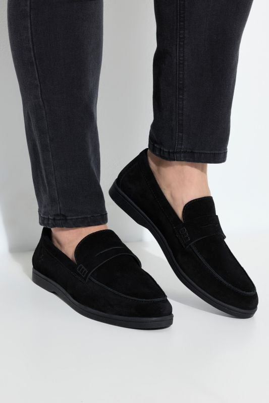 Mocassins en cuir, talon bottier – largeur H