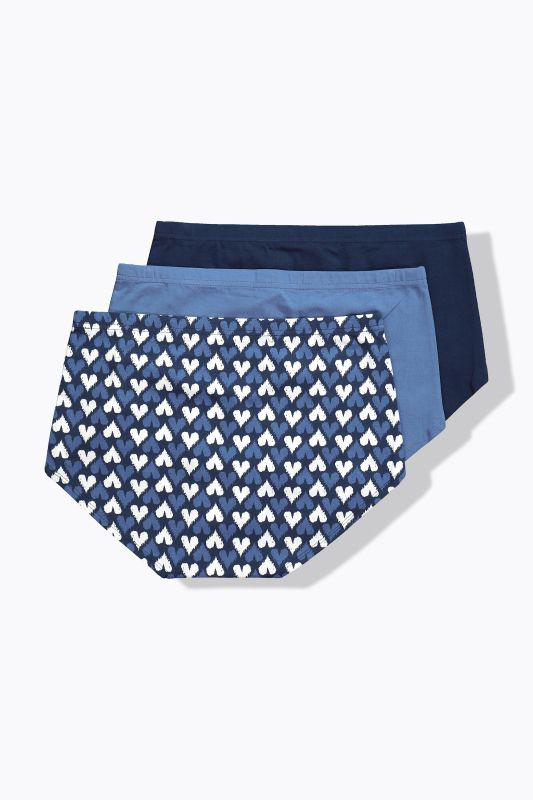 Culottes hipster en lot de 3, motif cœurs/uni
