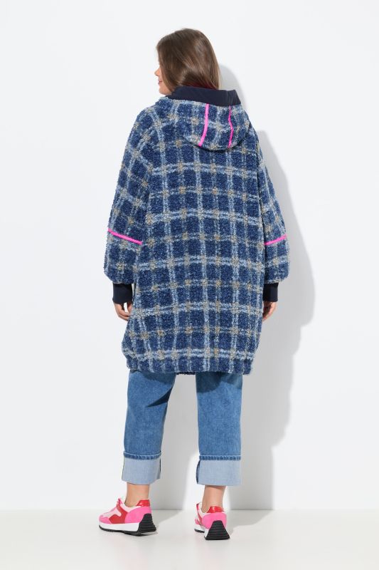Veste en peluche oversize, avec capuche et fermeture zippée à double sens