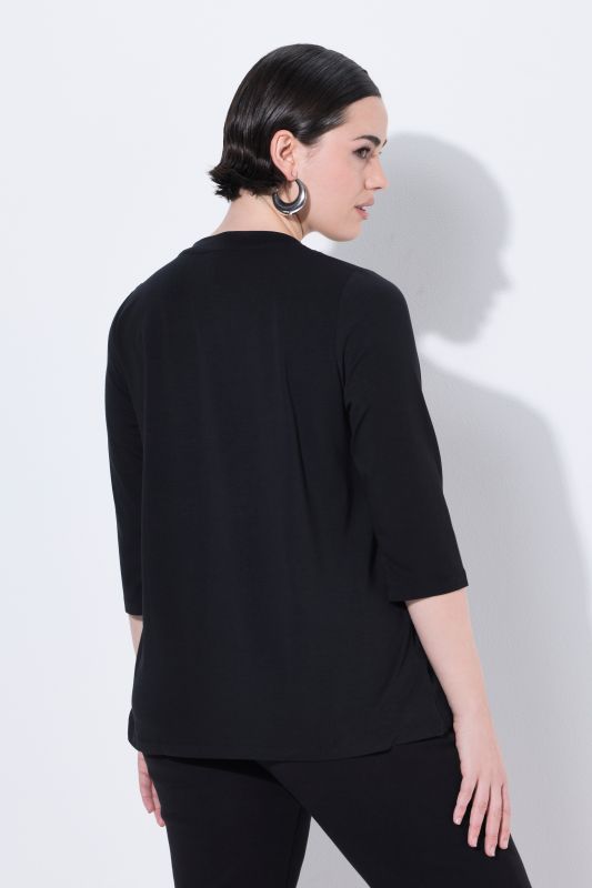 T-shirt avec message imprimé, manches 3/4 et décolleté rond