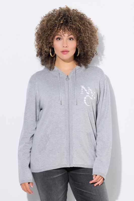 Cardigan à capuche et poche kangourou, motif NYC