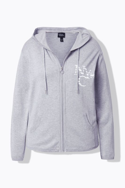 Cardigan à capuche et poche kangourou, motif NYC