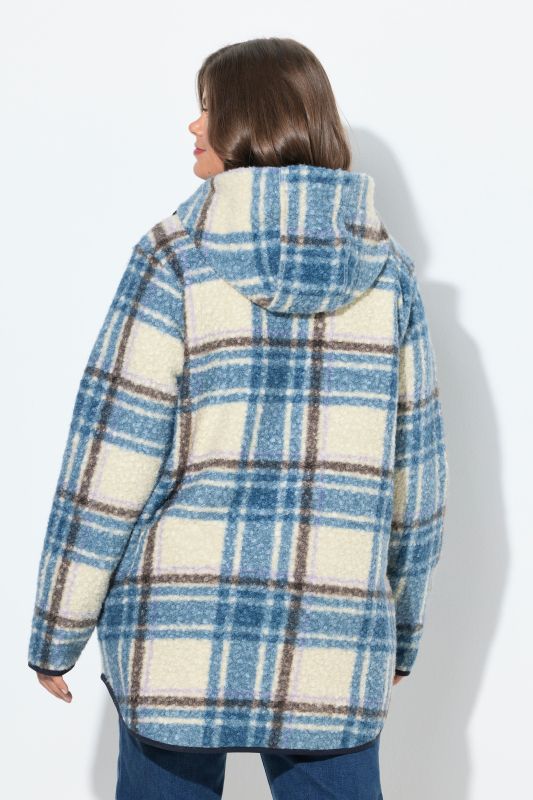 Veste à carreaux, capuche et fermeture zippée à double sens